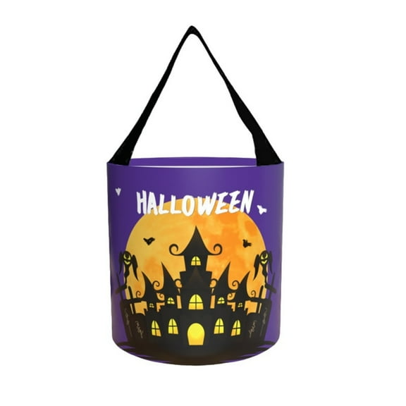 Halloween Trick or Treat Bags 9.8 x 11.8 inches Orange Pumpkin Buckets Reusable Goody Candy Bucket for Kids Trick or Treating, Halloween Birthday Party Favor Supplies