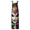 thumbnail image 4 of QATAINLAV Ofertas Del Dia de Hoy Relampago Womens Cotton Linen Wide Leg Jumpsuits Mardi Gras Loose Fit Adjustable Straps Romper Trendy Carnival Print Sleeveless Overalls Multicolor XXXXXL, 4 of 6