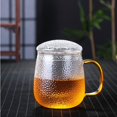 thumbnail image 3 of High Borosilicate Glass Tea Cup with Built-in Filter - 401-500ml Mushroom Design Single Mug, Heat-Resistant Dragon Scale Hammer Pattern, Perfect for Home Brewing and Daily Use, 3 of 6