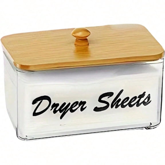 Bamboo Top Laundry Box, Stores & Protects Dryer Sheets, Pods & Accessories