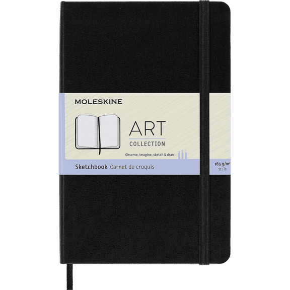 Moleskine Art Sketchbook, Hard Cover, Medium (4.5" x 7"), Plain, Black