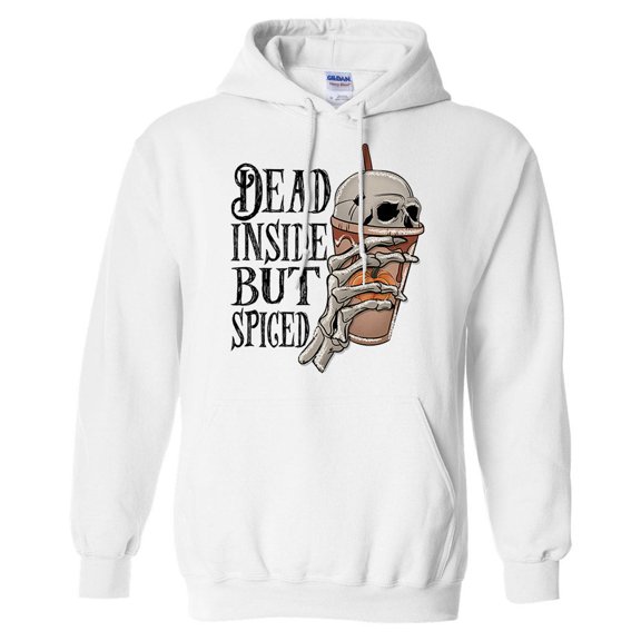 Dead Inside but Spiced Hoodie Sweatshirt Unisex Large White