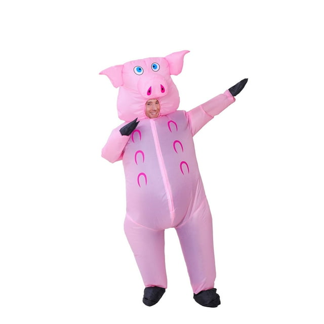 Disfraz de cerdo inflable Tvakkera, rosa, para adulto, con bomba de aire