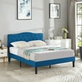 thumbnail image 4 of VECELO Upholstered Platform Bed with Adjustable Headboard，Queen Size，Blue, 4 of 8