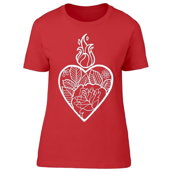 Graphic Flaming Heart T-Shirt Women -Image by Shutterstock, Female Medium