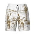 thumbnail image 4 of Lsque Mens Swim Trunks Western Desert Cowboys Pattern - Bathing Suit Compression Liner - Beach Swim Shorts Swimwear - (S-3XL) - Stretch Quick Dry -XX-Large, 4 of 9