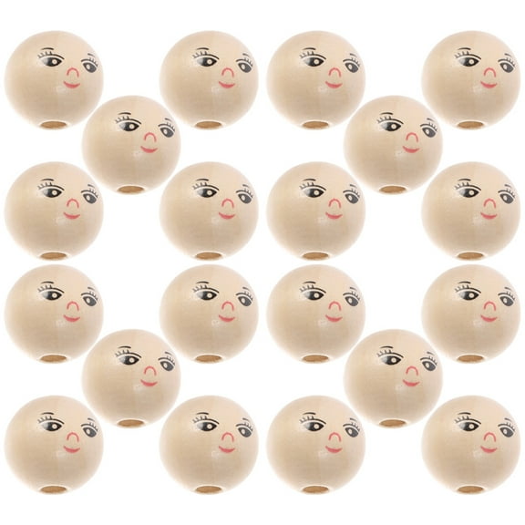 50 Pcs Doll Wooden Beads for Crafts with Holes Natural Dollhouse Head Crafting Supplies Large Child