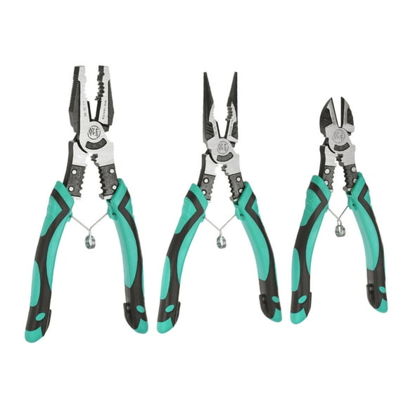 3Pcs Pliers Set with 9" Linesman Pliers, 9" Needle Nose Pliers, 8" Diagonal Cutting Pliers