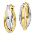 thumbnail image 2 of 10k Two-tone Oval Hoop Earrings in 10k Yellow Gold, 2 of 3