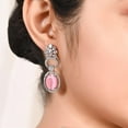 thumbnail image 3 of Ratnavali Jewels Silver Plated Cubic Zirconia Dangle Drop Pink Oval Earrings For Women Statement Jewelry Wedding Brides, 3 of 3