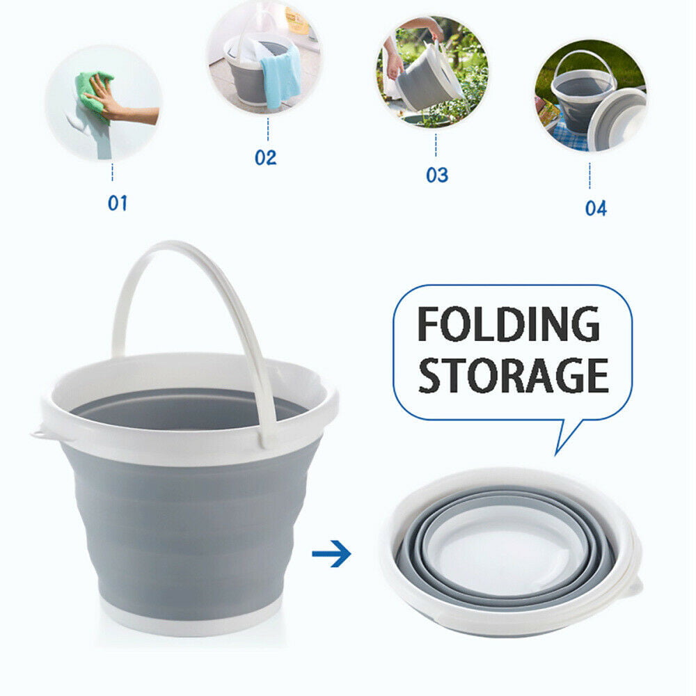 Collapsible Cleaning Bucket Silicone Hiking Camping Folding Washing Up Flat Bowl 