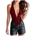 thumbnail image 2 of Noric Women's Backless Tank Topss Deep V Neck Halter Ruched Sleeveless Tops Trendy Spring Summer Casual Blouse, 2 of 8
