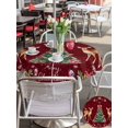 thumbnail image 4 of Outdoor Tablecloth with Umbrella Hole and Zipper, Christmas Reindeer Round Table Cloth 54 Inch Waterproof Tablecloth, Xmas Elk Pine Tree Red Poinsettia Floral Picnic Table Cover for Patio Camping, 4 of 7