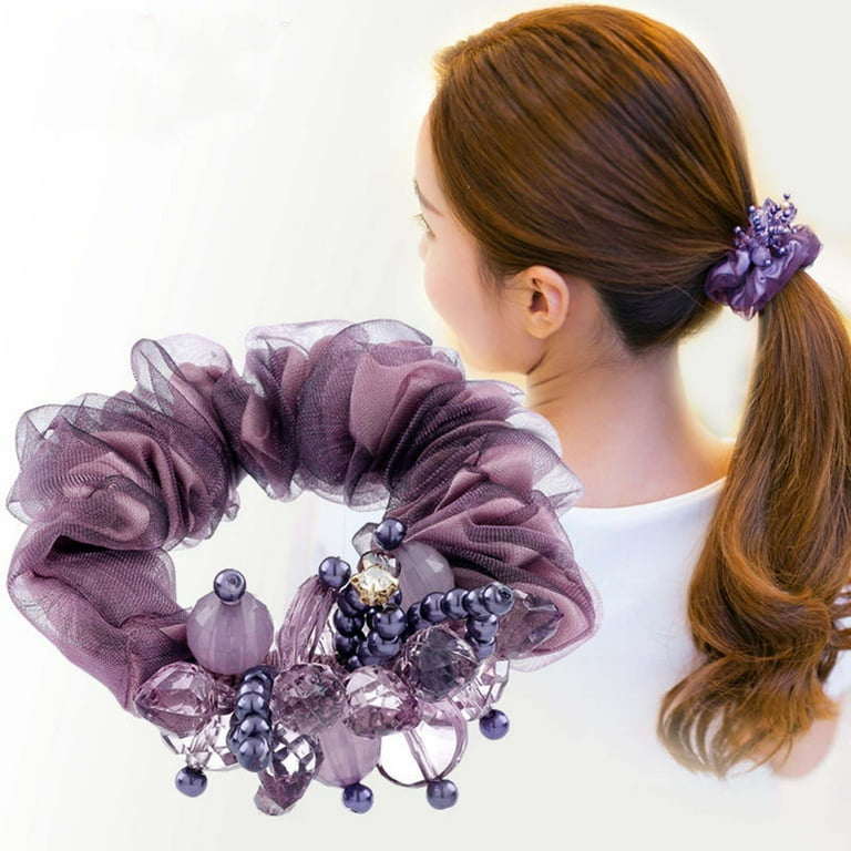 Anvazise Flower Decor Hair Tie Faux Pearl Elegant Beads Bun Anvazise Flower Decor Hair Tie Faux Pearl Elegant Beads Bun