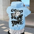 thumbnail image 2 of XIAOCHA Men's Good Things Take Time Floral Graphic Hoodie Long Sleeve Hooded Pullover Knit Top Soft Inspirational Casual Hoodies, 2 of 8
