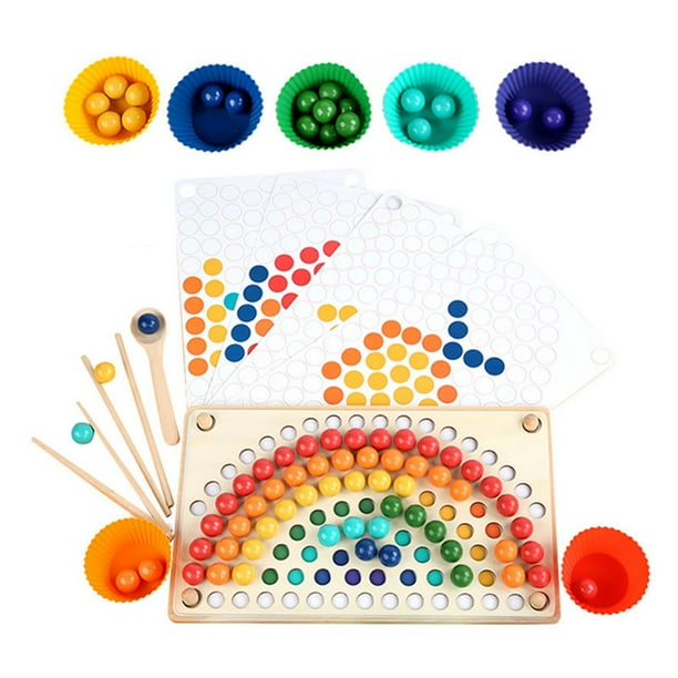 Juego de cuentas con tablero de clavijas de madera, juego de conteo de cuentas con tablero de clavijas de madera, juguete educativo para niños, rendimiento confiable