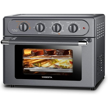 7-in-1 Air Fryer Toaster Oven,WEESTA 6 Slice 24Qt Air Fryer Oven Convection Airfryer Countertop Oven with Accessories & E-Recipes,1700W Gray
