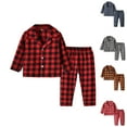 thumbnail image 2 of Kids Buffalo Plaid Pajamas Sets Long Sleeve Cotton Pajamas Sets Toddler Button Down Pajamas Shirt with Plaid Pants Set Plaid Pajamas and Nightgowns 6-12 Months Pajamas Boys, 2 of 9