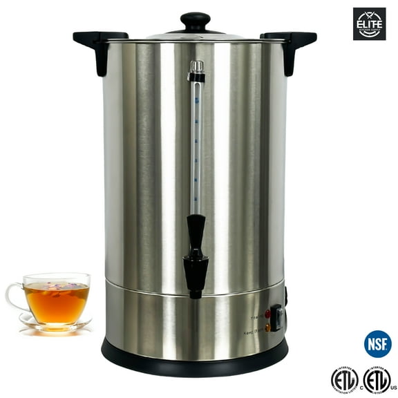 15L Commercial Grade Stainless Steel Large Coffee Urn with Percolator Automatic Temperature Control, Coffee Tea Dispenser 110 Cups