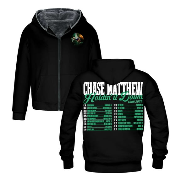 Chase Matthew Holdin' It Down Tour 2025 Zipper Hoodie Long Sleeve Jacket Parkas Women Men Winter Coat