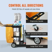 VEVOR Commercial Janitorial Janitor cart 3-Shelf 200 lbs Janitorial Trolley Cleaning Cart with 25 Gallons PVC Bag for Housekeeping Office
