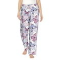 thumbnail image 2 of Goofa Butterflies in Pastel Printed Soft Pajama Pants for Women, Wide Leg Comfy Casual Lounge Yoga Pants-Medium, 2 of 9
