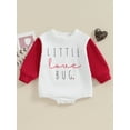 thumbnail image 2 of FEORJGP Infant Girls Boys Valentine's Day Clothes Newborn Baby Sweatshirts Rompers Long Sleeve Jumpsuit Letter Print Crew Neck Rompers Contrast Color Toddler Loose Casual Bodysuits, 2 of 8
