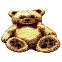 Wxqbjtam Toy Bear Latch Hook Kits Rugs Cushion Crafts Embroidery for Beginners - Brown