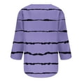 thumbnail image 4 of Olyvenn Women's Summer Business Versatile Vintage T-Shirts Stylish Comfy Slim Fit Casual Flowy Blouse Dressy Fashion Trendy 3/4 Sleeve Tees Tie Dye Stripe Tops Buttons Crew Neck Shirts Purple 12, 4 of 5