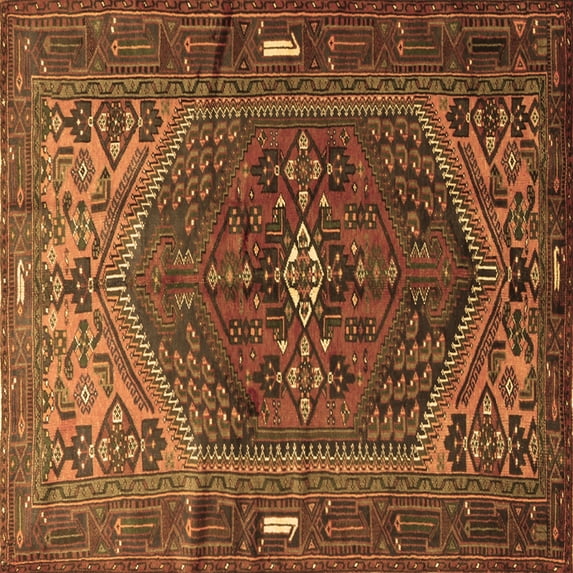Ahgly Company Indoor Square Persian Brown Traditional Area Rugs, 5' Square