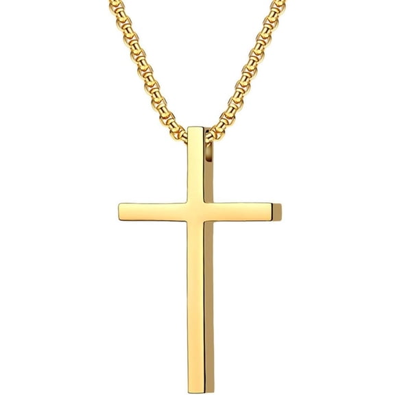 Zephyriana Men's Women's Stainless Steel Silver Gold Black Plain Cross Pendant Necklace Simple Jewelry Gifts