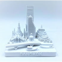 Bangkok 3D City Famous Building Model Statue Souvenir Decoration for Home Office White 4”