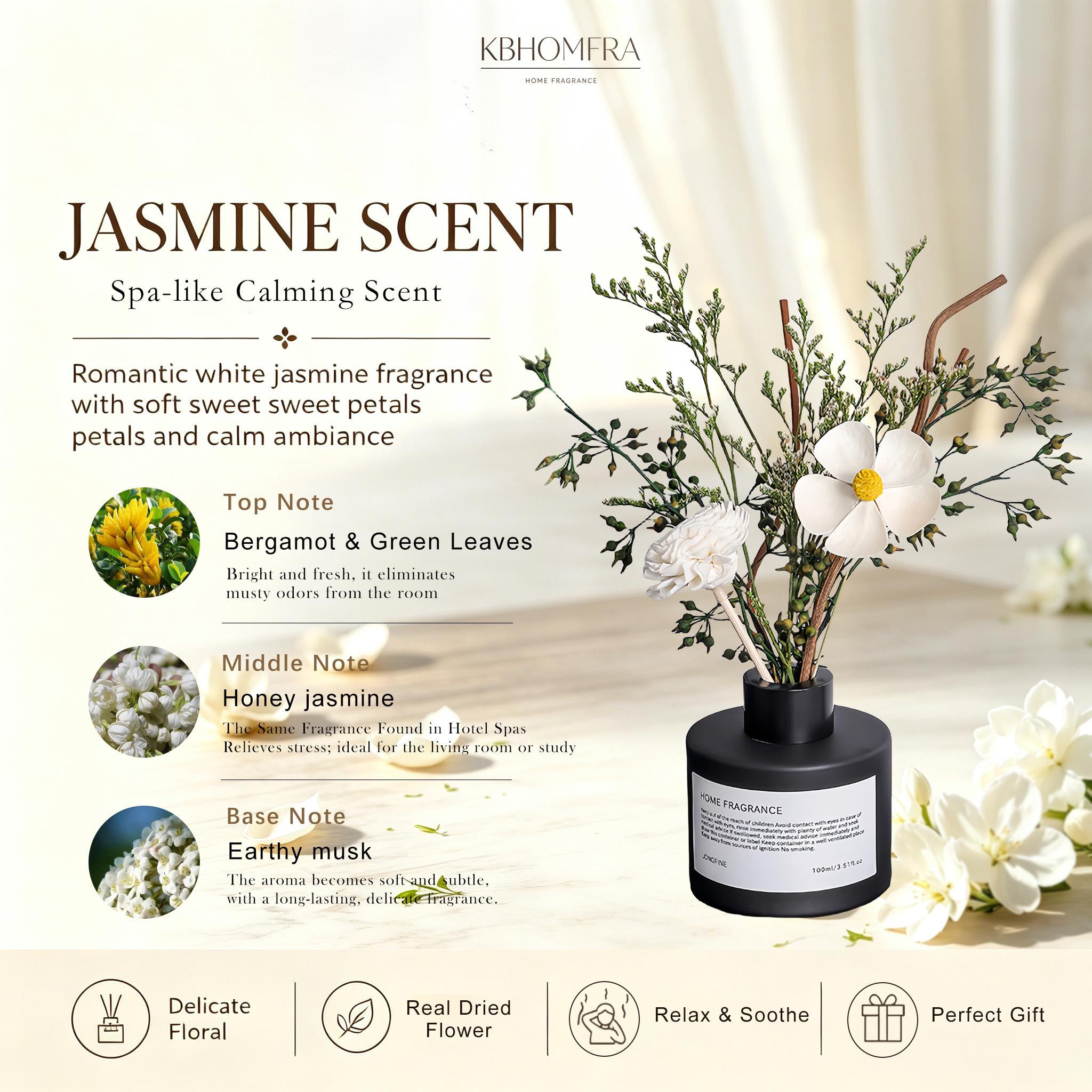 Kbhomfra Jasmine Tea Reed Diffuser, 3.38 fl oz photo 2