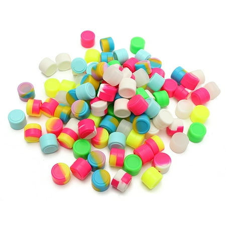 Round Mini Tin Box - Moaere 100Pcs Non-Stick Food Grade Silicone Wax Dab Containers 2ml Mini Round Multi Use Storage Jar Seals Oil Wax Concentrate Assorted Random