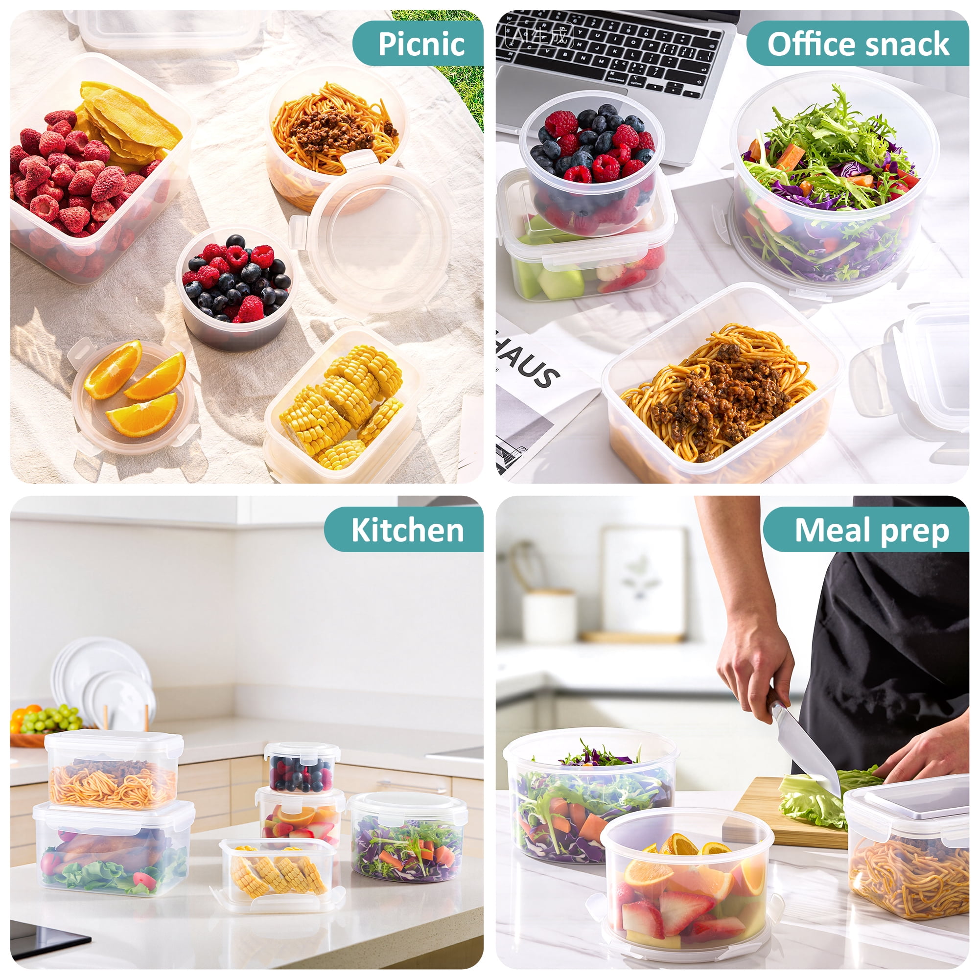 Sorbus 3-Pack Rectangular Food Storage Containers, Clear BPA-Free Plastic, Stackable & Nesting Meal Prep