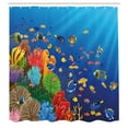 thumbnail image 2 of Ambesonne Undersea Shower Curtain, Colorful Fishes and Corals, 69"Wx84"L, Deep Sky Blue Salmon, 2 of 4