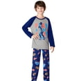thumbnail image 3 of Beezizac Little Big Boys Pajamas Gray & Navy Football 2-Piece Long Sleeve & Pants PJ Set Kid Sleepwear Size 16, 3 of 7