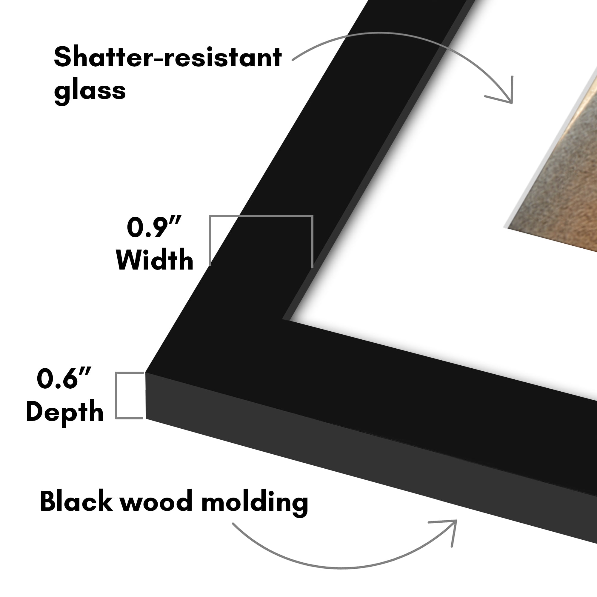 Americanflat 16x12, 9x12, 6x8 Picture Frame with Shatter-Resistant Glass 7 Pack Frames Gallery Wall - Black