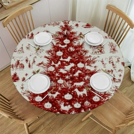 

Autua Christmas Tree Outdoor Fitted Round Tablecloth Stain-Resistant 100% Polyester Fiber Ideal for Restaurants Weddings Parties 42 -46