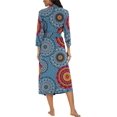 thumbnail image 5 of Peignoir pour Femme Léger à Manches 3/4, Robe de Chambre Kimono à Col en V, Longue Tenue de Nuit, Bleu Mélangé, 5 of 5
