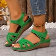 thumbnail image 2 of Dakaela Women's Platform Wedge Sandals Comfortable Arch Support Ankle Strap Summer Casual Orthotic Walking Shoes for Beach Travel Size 6-10 Green, 2 of 9
