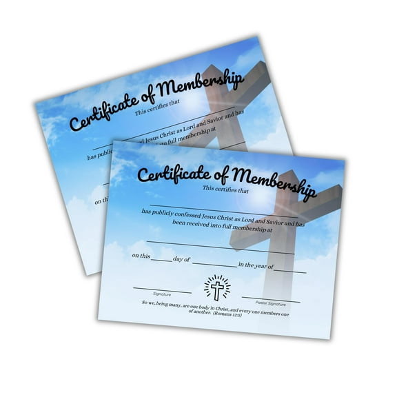 Church Membership Certificate for New Members  30 pk 8.5x11 Record Booklet Information Class Application Blue with Clouds Simplistic Modern