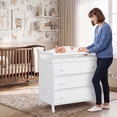 thumbnail image 4 of ELLEGHT 3-Drawer Dresser Changer, Changing Table, Nursery Dresser with Safety Belt, Guardrails & Changing Top for Baby Nursery in White, 4 of 8
