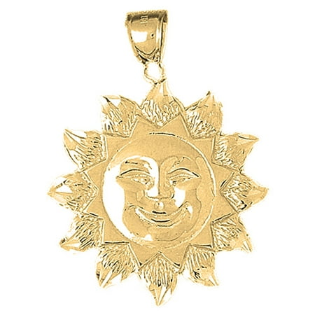 18K Yellow Gold Sun Pendant - 41 mm