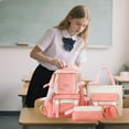 thumbnail image 2 of Utility Color Block 5 Piece Backpack Set Multi Compartment Adjustable Buckle Waterproof Teen Back To School Travel Bookbag Kit, 2 of 4