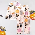 thumbnail image 2 of CONROSES Hallowmas Pajama Set for Women 2 Peice Halloween Pjs Ghost Pumpkin Graphic Long Sleeve Buttons Tops Pants Loungewear Sets Cozy Nightwear Sleepwear, 2 of 6