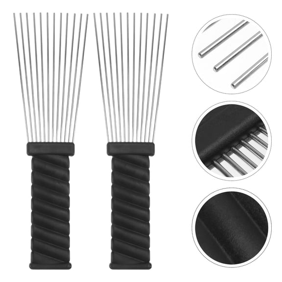 Pawsdot Salon Combs Steel Needle Black for Styling and Detangling 2Pcs