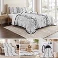 thumbnail image 6 of Twin Quilt Set 68''x86'', Black Grey Lightweight Summer Bedspread Coverlet Set with 2 Pillow Shams, Pastoral Botanical Branch Breathable All Season Quilt Bedding for Dorm/Bedroom, 6 of 9
