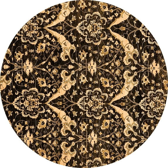 Ahgly Company Indoor Round Abstract Orange Modern Area Rugs, 3' Round