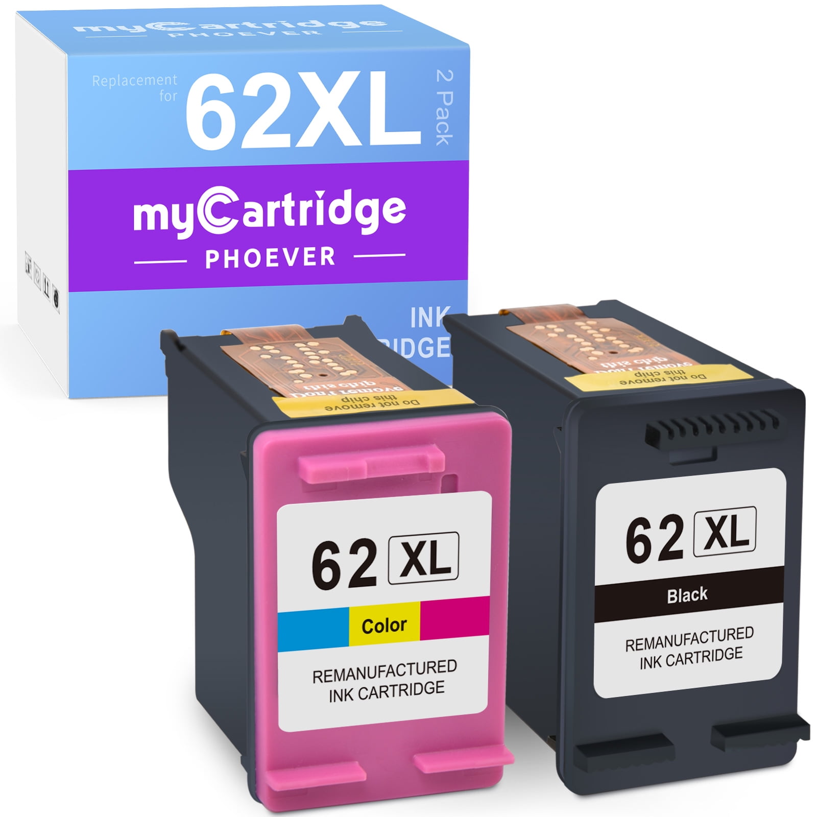 62XL Ink Cartridges for HP 62 ink works with HP 5660 5540 5640 OfficeJet 200 250 5740 5745 Printer (Black, Tri-Color, 2-Pack) - Walmart.com